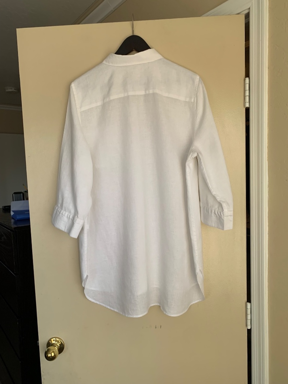 Chico's White Linen Button Up Shirt Tunic Top Beach Travel Layering Sz.3 or XL - Picture 8 of 10